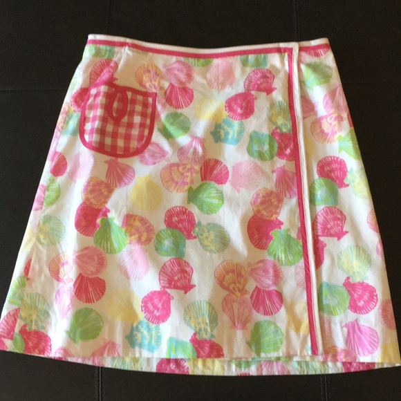 Lilly Pulitzer seashell gingham wrap skirt size 2 - Picture 1 of 5